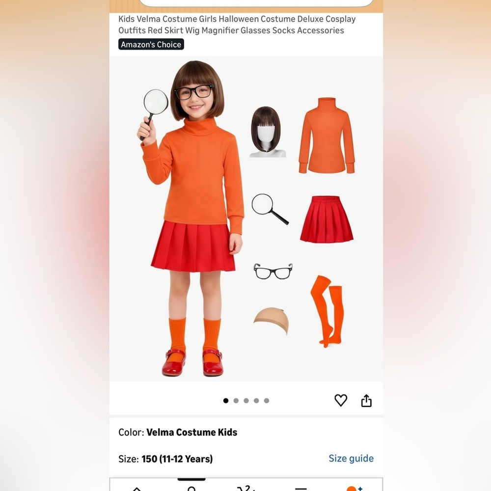 Velma from Scooby Doo Costume (See Details for what is included